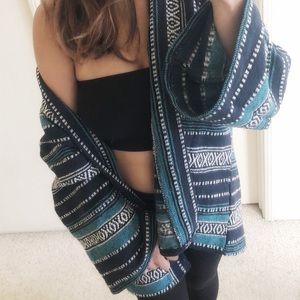 Blue tribal print cardigan